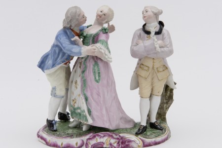Die Figur "Zurückgeholter Kuss" aus dem Porzellan-Museum Frankfurt.